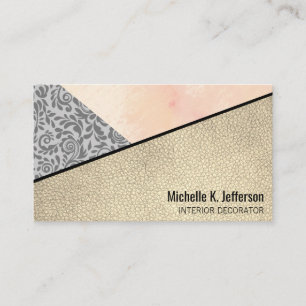 Watercolor Floral Lace Leather Colour Block Business Card