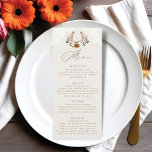 Watercolor Floral Lace Western Horseshoe Monogram Menu<br><div class="desc">Embark on a dreamy journey with our western-style watercolor floral boho country elegant wedding menu. Where Western meets the graceful charm of bohemian florals. A harmonious blend of our hand-painted watercolor florals, blossoming in elegant boho colours that evoke the warmth of a desert sunset and the soft romance of a...</div>