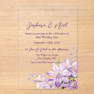 Watercolor Floral Lavender Acrylic Invitations