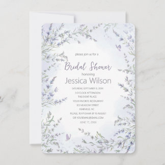 Watercolor  Floral  Lavender   Bridal Shower Invit Invitation