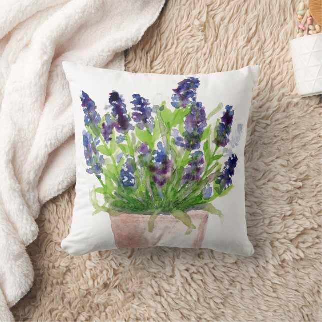 Watercolor Floral Lavender Cushion (Blanket)