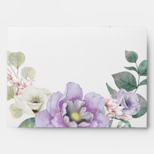 Watercolor Floral Lavender Peony Envelope