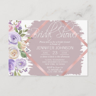 Watercolor Floral Lavender Purple Bridal Shower Invitation