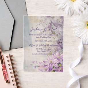 Watercolor Floral Lavender Vellum Invitations
