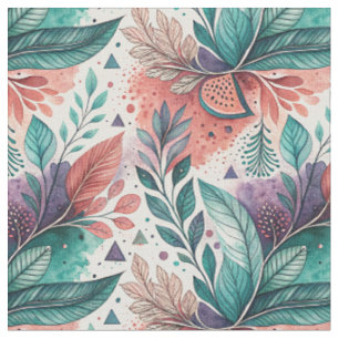 Watercolor Floral Leaf Fluid Botanical Art Pattern Fabric
