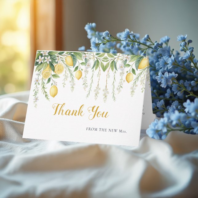 watercolor floral Lemon Bridal Shower Thank You  Card (Creator Uploaded)