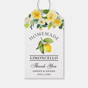Watercolor Floral Lemon Limoncello Wedding Gift Tags