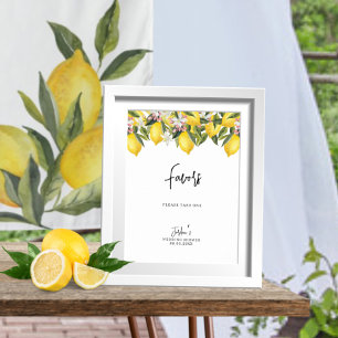 Watercolor Floral Lemons Wedding Shower Favours Poster