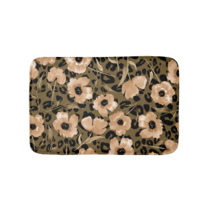 Watercolor Floral Leopard: Endless Pattern Bath Mat