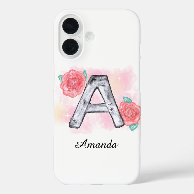 Watercolor Floral Letter A  Case-Mate iPhone Case (Back)
