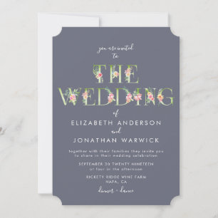 Watercolor Floral Letters Wedding Invitation