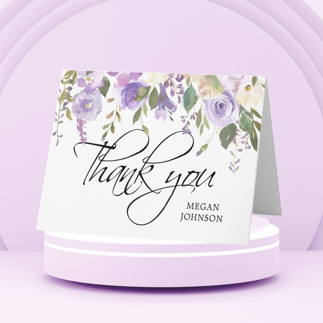 Watercolor Floral Lilac Bridal WEDDING Thank You Card (Creator Uploaded)