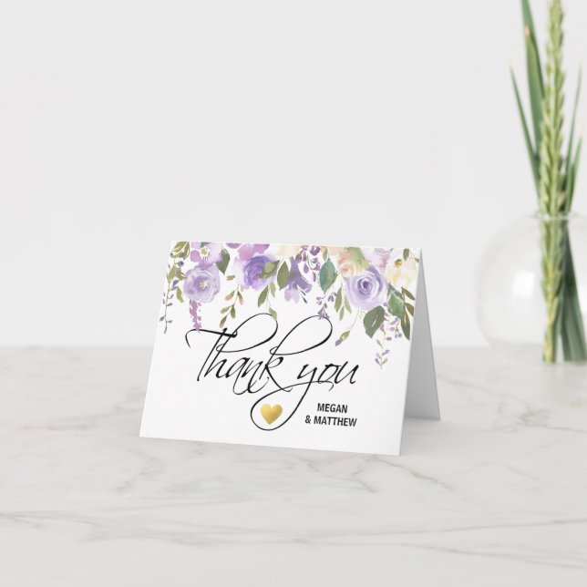 Watercolor Floral Lilac WEDDING Thank You PHOTO (Front)