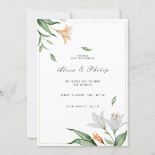 Watercolor Floral Lily Wedding Invitation