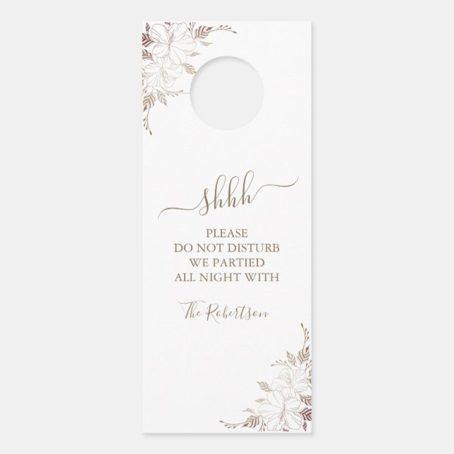 Watercolor Floral Lines Wedding Door Hanger (Front)