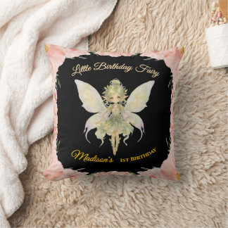 Watercolor Floral Little Fairy Birthday Cushion