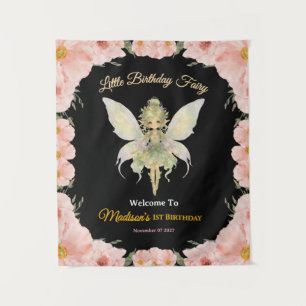 Watercolor Floral Little Fairy Birthday Tapestry