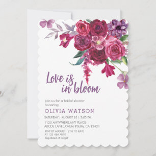 Watercolor floral love is in bloom Bridal Shower Invitation