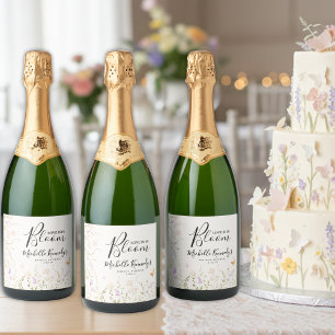 Watercolor Floral Love Is In Bloom Bridal Shower  Sparkling Wine Label