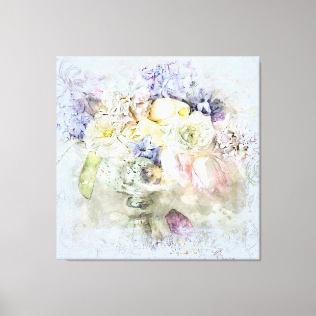*~ Watercolor Floral Magical Pretty Flowers AP10 Canvas Print (Front)