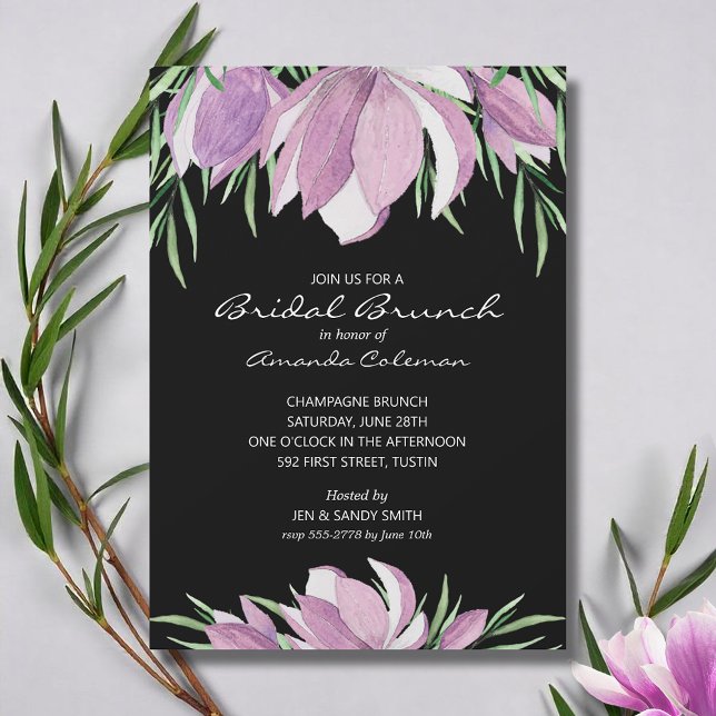 Watercolor Floral Magnolia Bridal Shower Invitation (Watercolor magnolia flowers bridal shower invitations - INSTANT DOWNLOAD and/or PRINTED or both!)