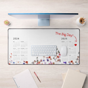 Watercolor Floral Mark the Date 24/25 Calendar Desk Mat
