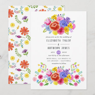 Watercolor Floral Mexican Fiesta Wedding Invitation