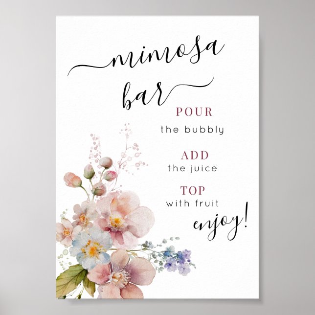 Watercolor Floral Mimosa Bar Sign (Front)