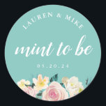 Watercolor Floral Mint to Be Wedding Favour Classic Round Sticker<br><div class="desc">Custom-designed wedding mint favour stickers featuring watercolor floral with modern hand script design. Personalise with name and wedding date.</div>