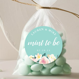 Watercolor Floral Mint to Be Wedding Favour Classic Round Sticker