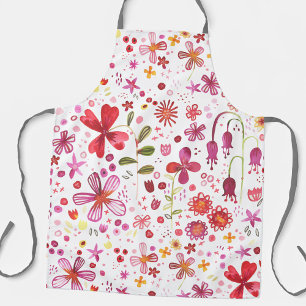 Watercolor Floral Modern Art Pattern Apron
