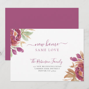 Watercolor floral modern elegant moving announcement