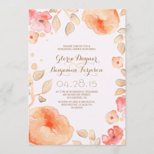 watercolor floral modern rehearsal dinner invitation