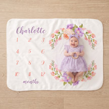 Watercolor Floral Monogram Baby Milestone Photo