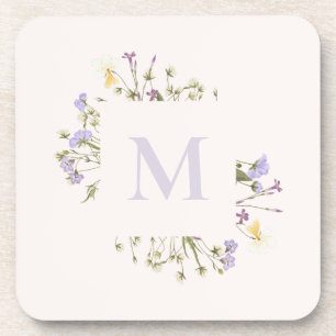 Watercolor floral monogram  coaster