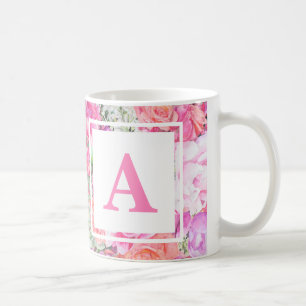 Watercolor Floral Monogram Mug