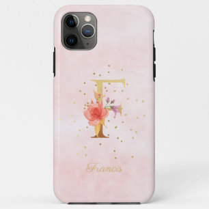 Watercolor Floral Monogram Name Initial F Letter iPhone 11 Pro Max Case