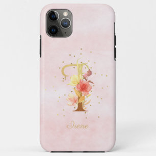 Watercolor Floral Monogram Name Initial I Letter iPhone 11 Pro Max Case