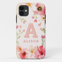 Watercolor floral monogram + name personalise