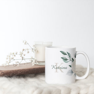 Watercolor Floral Monogrammed Mug