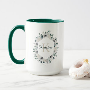Watercolor Floral Monogrammed Mug