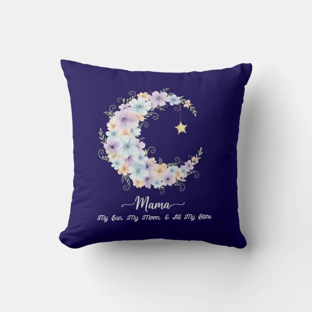 Watercolor Floral Moon Mama Cushion (Front)