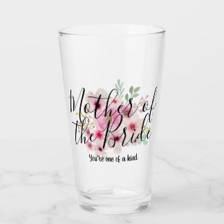 Watercolor Floral MOTHER OF THE BRIDE Bridal Party Glass