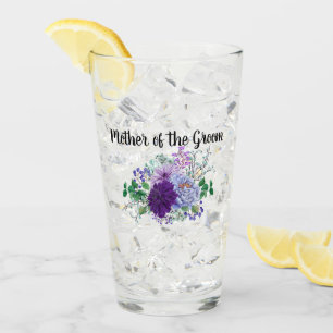 Watercolor Floral MOTHER OF THE GROOM Bridal Party Glass