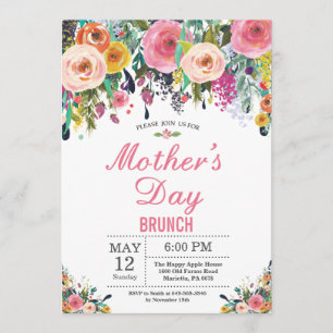 Watercolor Floral Mothers Day Brunch Invitation
