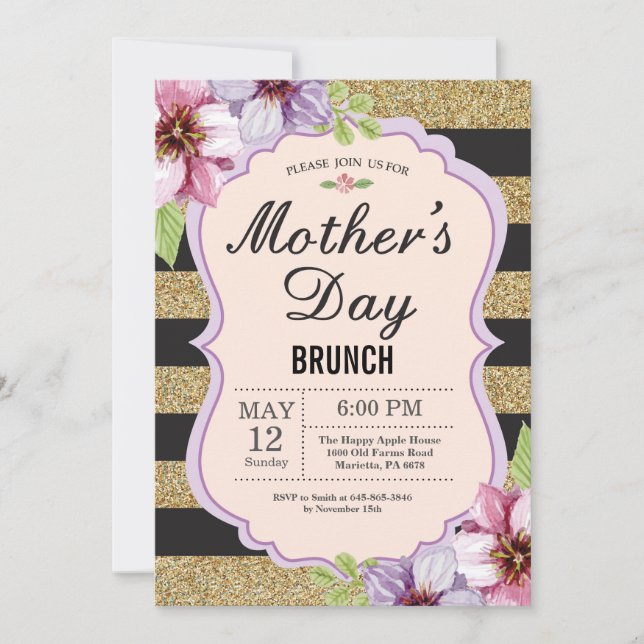 Watercolor Floral Mothers Day Brunch Invitation (Front)