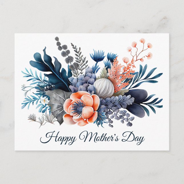 Watercolor Floral Mother's Day Holiday Postcard (Front)