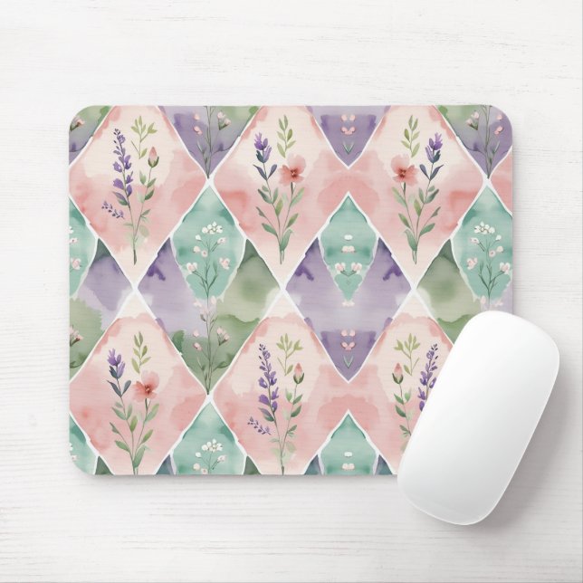 Watercolor Floral Mouse Mat (With Mouse)