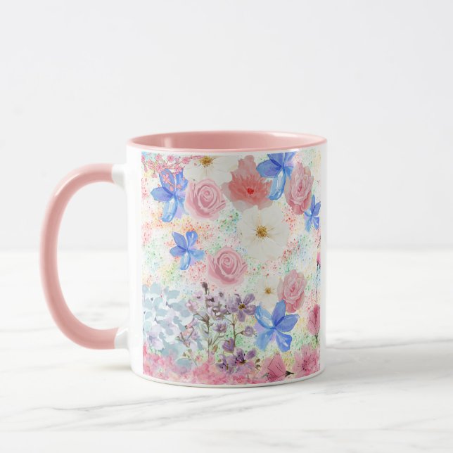 Watercolor Floral Mug – Romantic & Girly (Left)