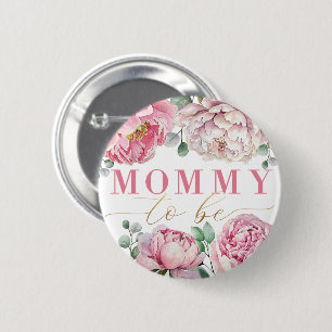 Watercolor Floral “Mummy to Be” Baby Shower Button